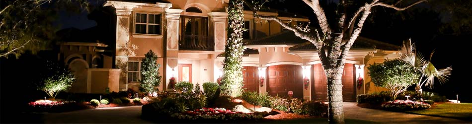 Residential estate with beautifully designed landscape lighting  in Parkland, FL.